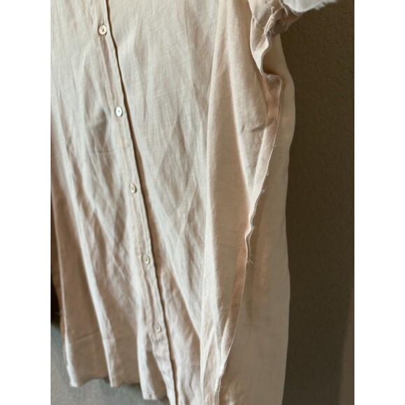 BRAZEAU TRICOT Women’s Sz 3 Light Champagne Boyfriend Long Silk Blend Top - Picture 7 of 7